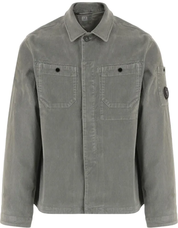 Stretch Corduroy Shirt With Classic Collar And Flap Pockets