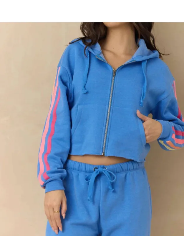 Striped Fleece Zip Up Hoodie