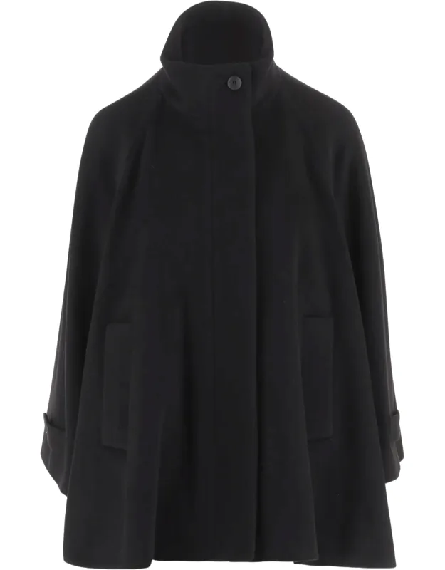Wool Cape With High Collar