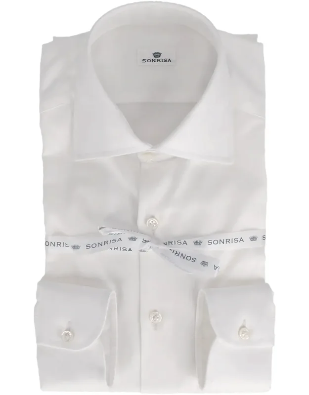 Crisp Cotton Dress Shirt With Pointed Collar