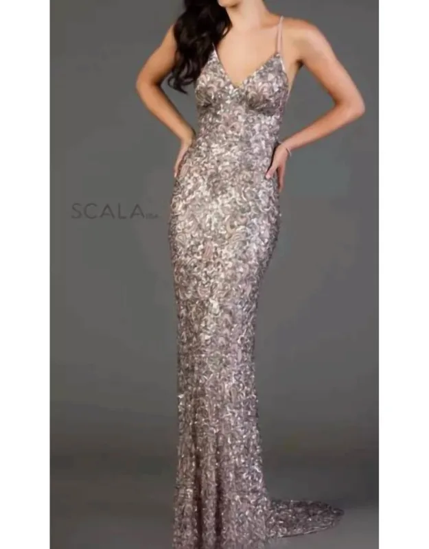 2 Tone Cami Dress With Sequins And Beads
