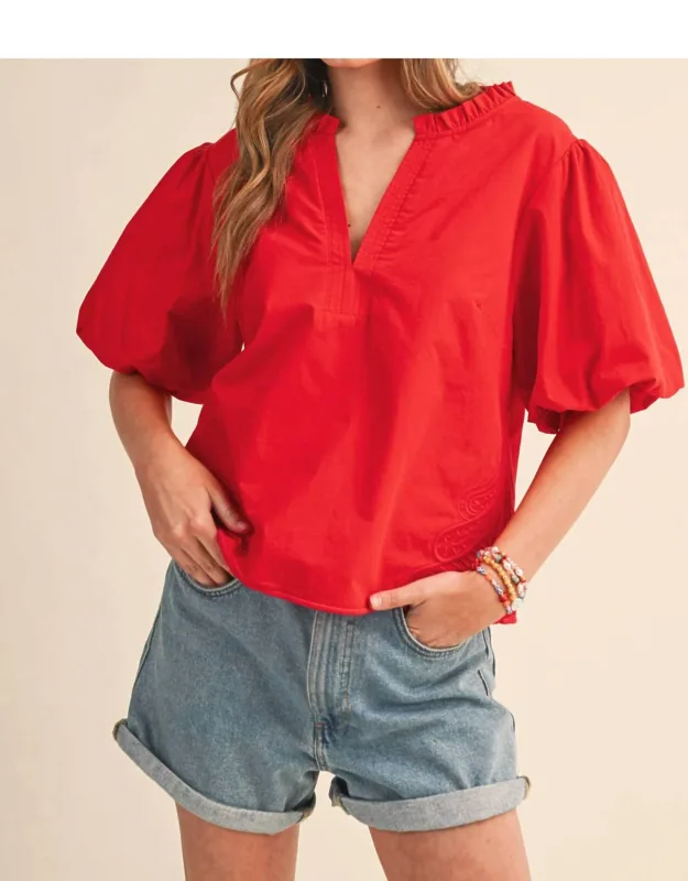 Crush Puff Sleeve Blouse