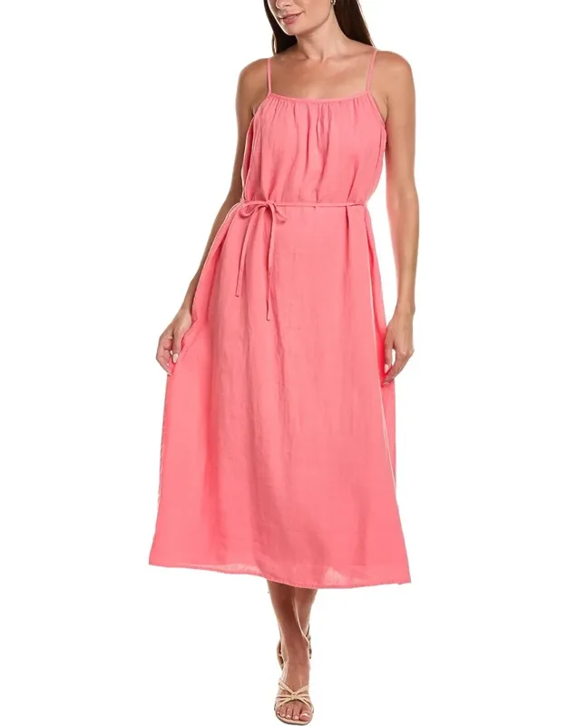 Linen Shirred Cami Midi Dress
