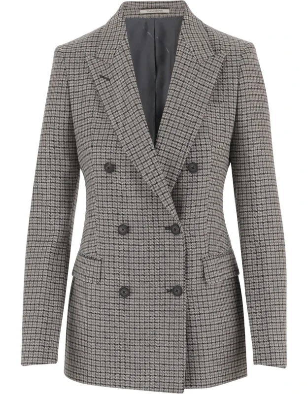 Wool-blend Checked Double-breasted Blazer