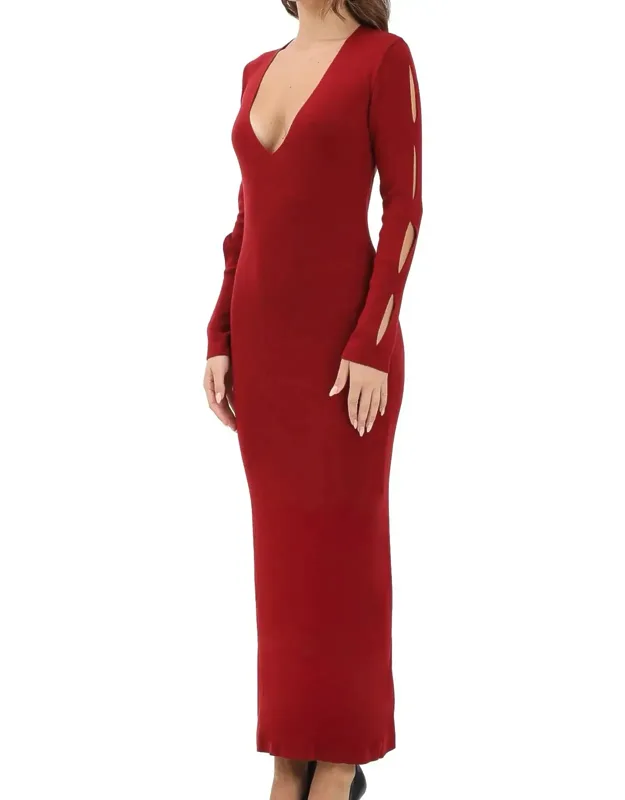 Cut-out Midi Knit Dress