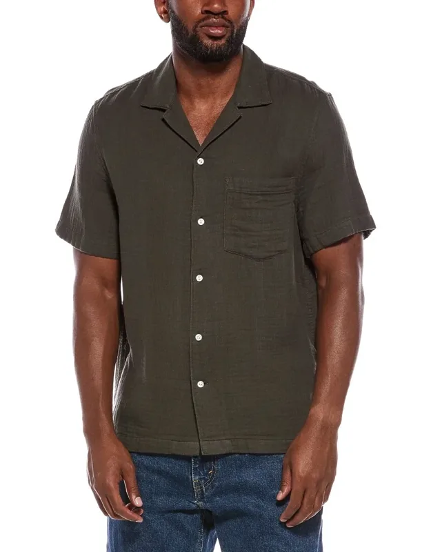 Indigo Dyed Short Sleeve Button Up Shirt