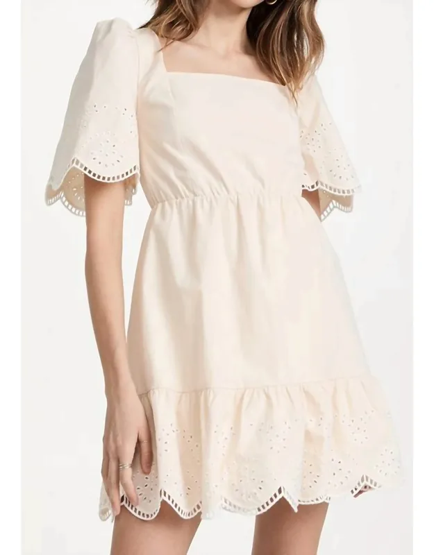 Embroidered Scallop Dress