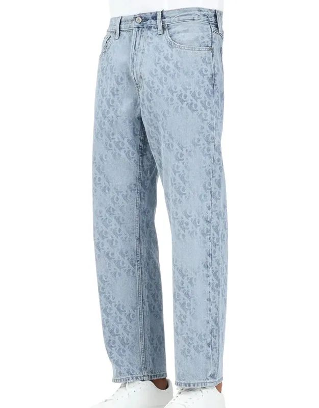 Light Blue Cotton Straight Jeans