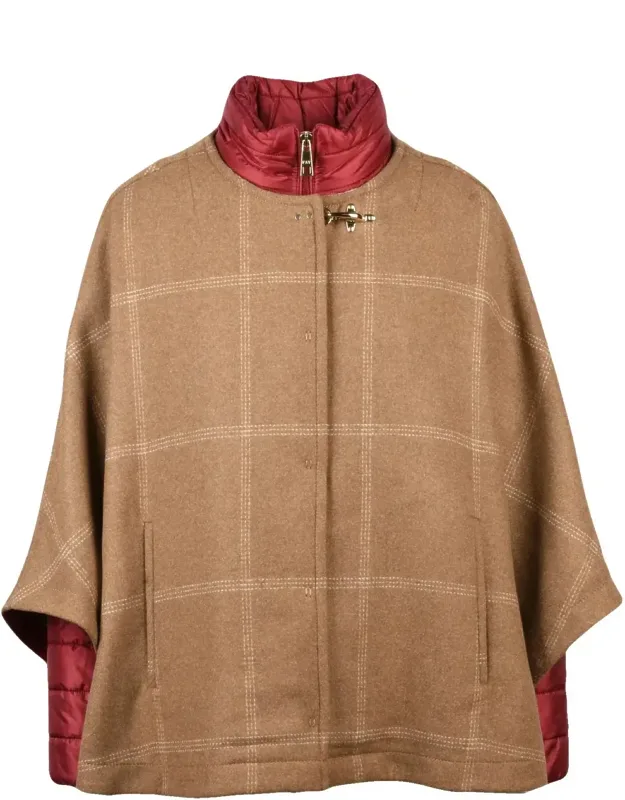 Distinctive Cape Coat With Zip Closure And Padded Lining