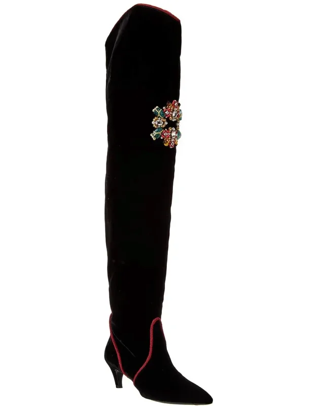 Velvet Thigh-high Boots