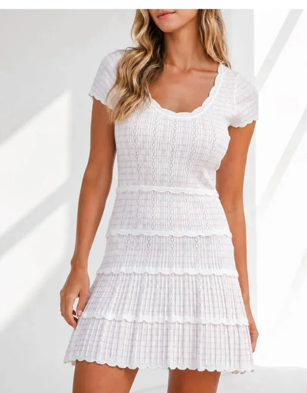 Scallop Detail Knitted Mini Dress