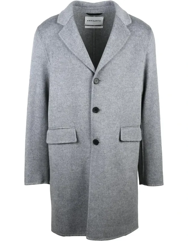 Wool And Cashmere Blend Coat With Notched Lapel
