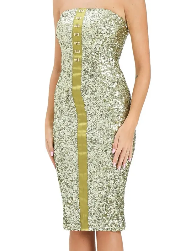 Strapless Sequin Midi Dress