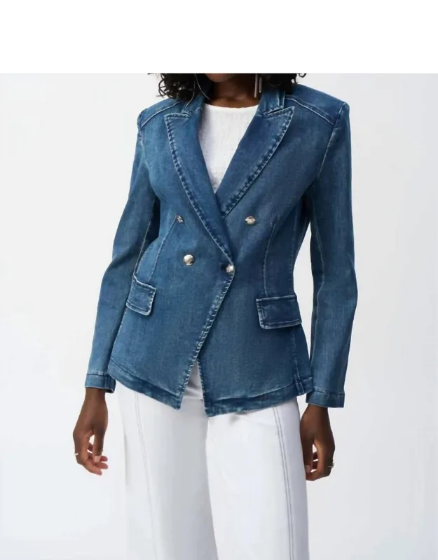 Stretch Double-breasted Blazer
