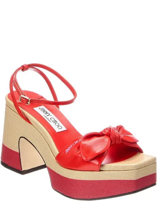 Ricia 95 Raffia & Leather Platform Sandals