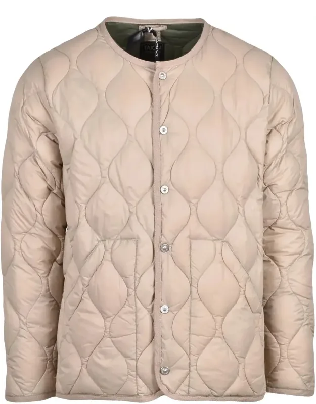 Down-filled Nylon Jacket With Snap Closure And Unique Quilted Design