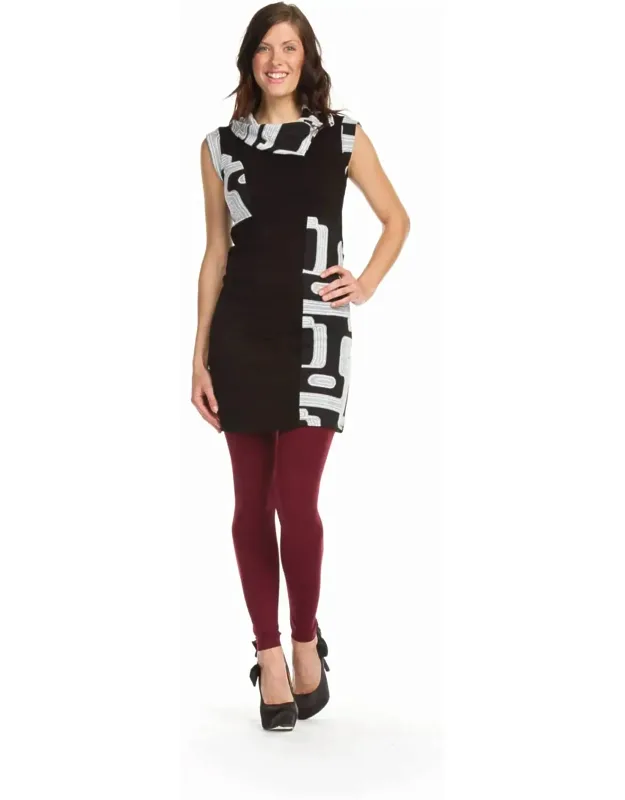 Print Patch Overlap Collar Dress
