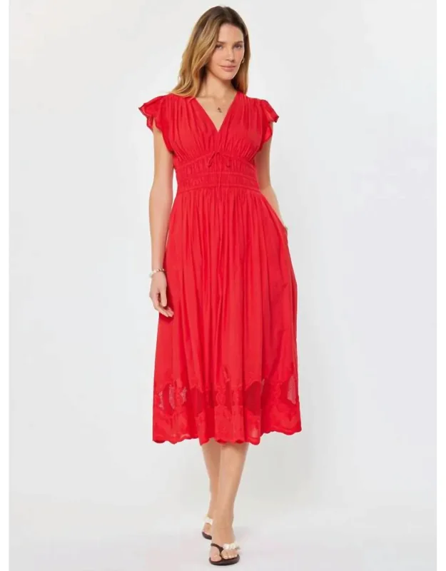 Embroidered Lace Midi Dress