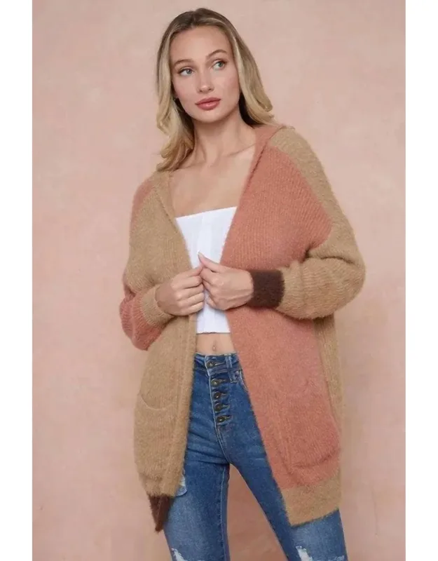 Hooded Open Front Long Sleeve Cardigan