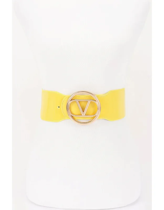 Vegan Leather Metal Buckle Elastic Belt
