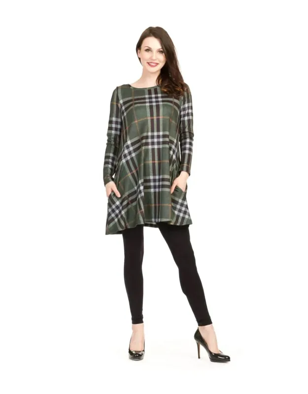Plaid Swing Sweater Dress With Pockets
