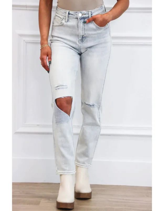 Distressed Straight Jeans