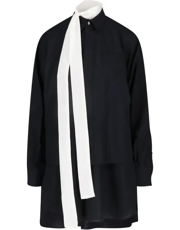 Layered Mini Chemisier Dress With Removable Scarf