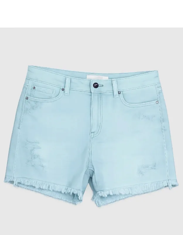 Zariah Mid Rise Frayed Hem Shorts