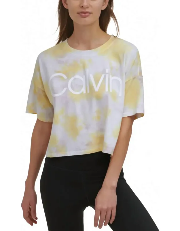 Activewear Performance Cropped Tie-dyed T-shirt