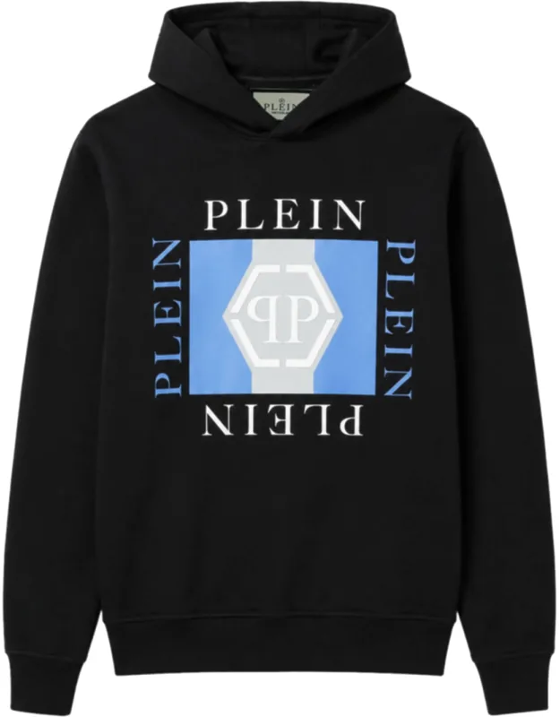 Hoodie With Plein Lettering And Pp Hexagon Graphic