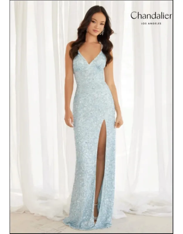 Sequin X-back Dress With Train And Slit