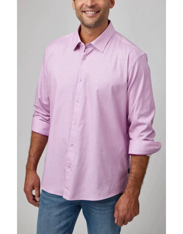 Micro Dot Long Sleeve Woven Shirt