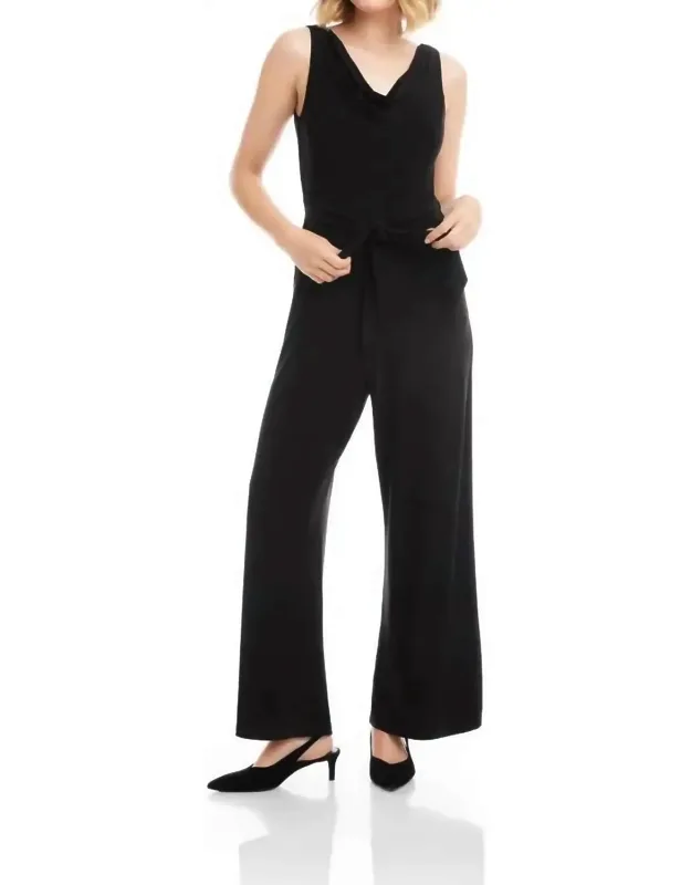 Travel Jersey Sleeveless Cowl Neck Jumpsuit