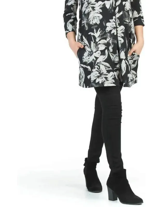 Floral Print Pleat Front Sweater Dress