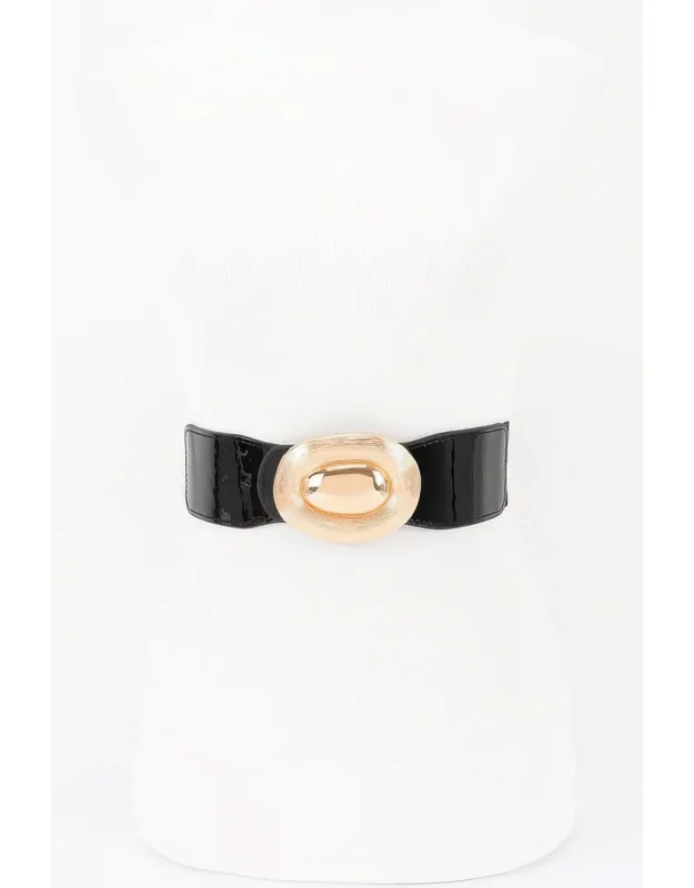 Oval Buckle Wide Waist Belt