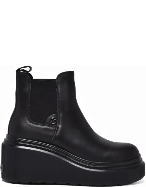 Leather Wedge Ankle Boots