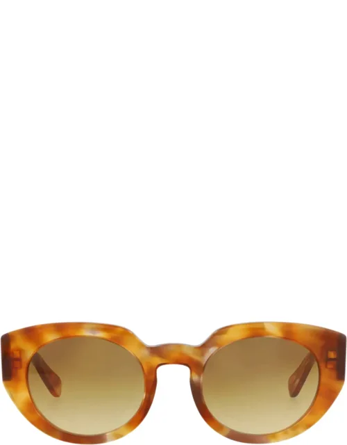 Round-frame Recycled Acetate Sunglasses With Saddle Nose Bridge And Protective Designer Case