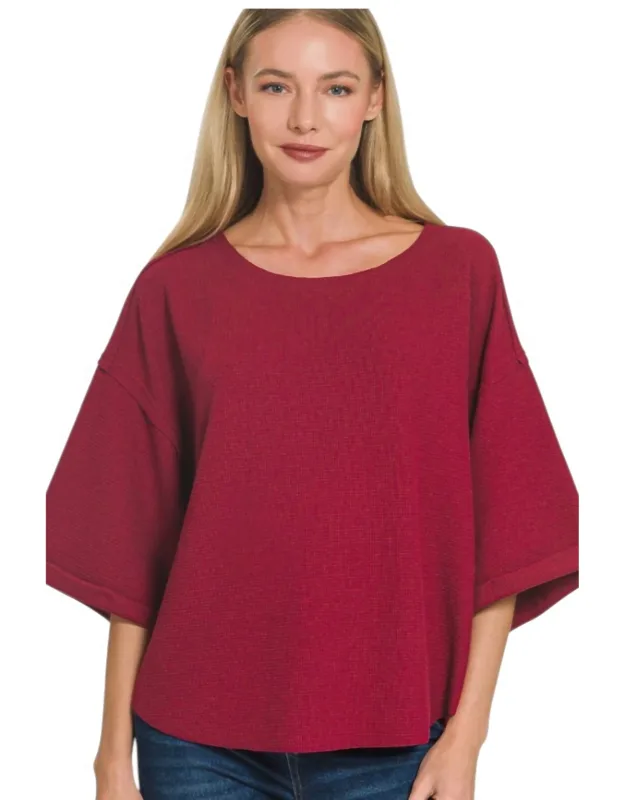 Double Knit Three Quarter Sleeve Top
