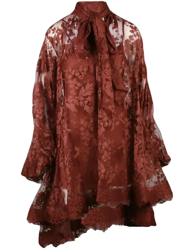 Lace-embellished Silk Mini Dress