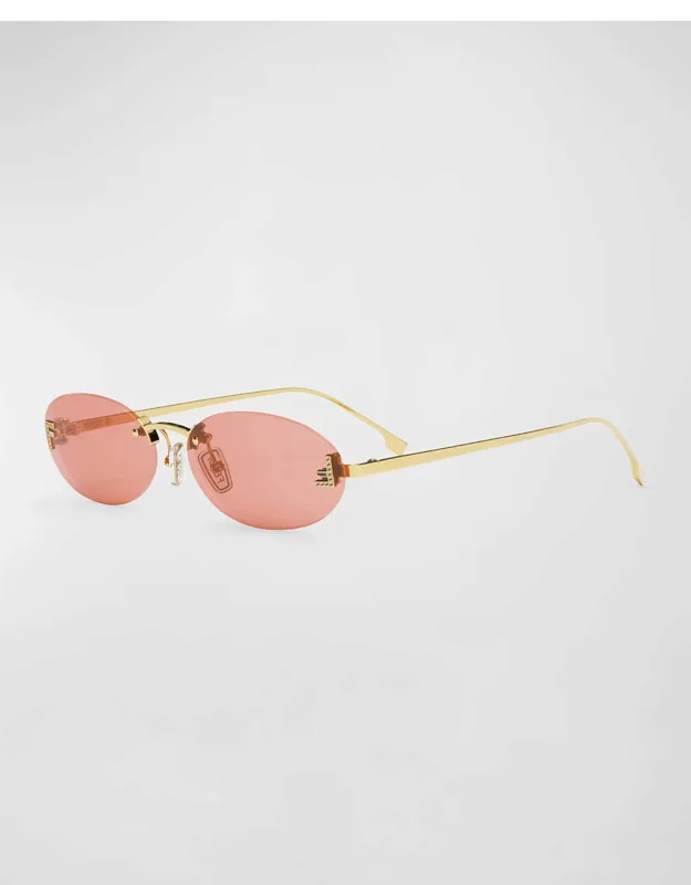 Embellished Oval Metal Sunglasses