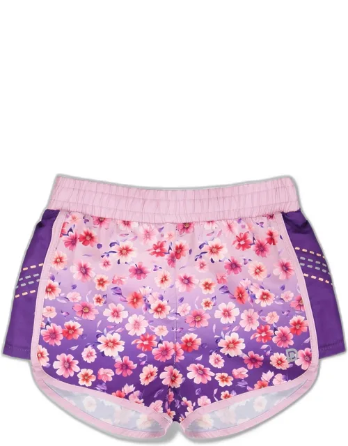 Recycled Polyester Floral Gradient Athletic Shorts