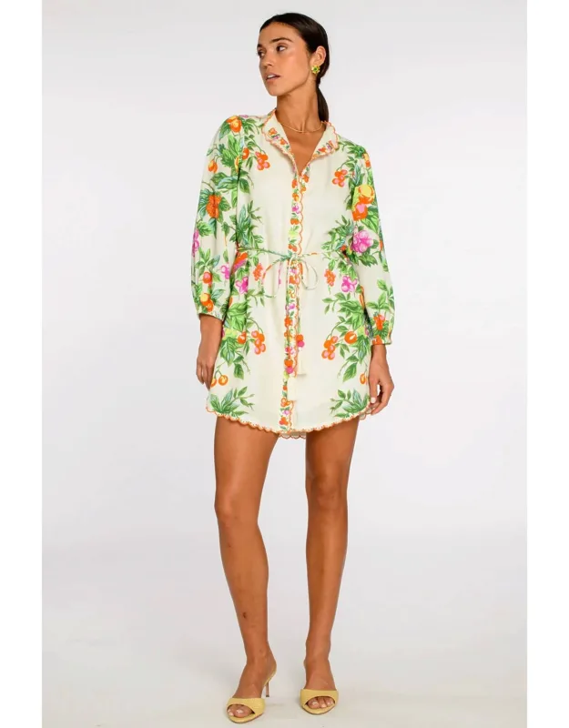 Sadie Mini Dress With Balloon Sleeves And Scallop Trim