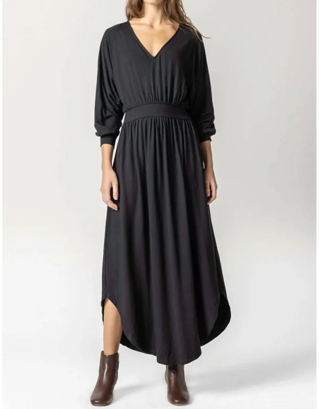 Full Sleeve V-neck Maxi Dress