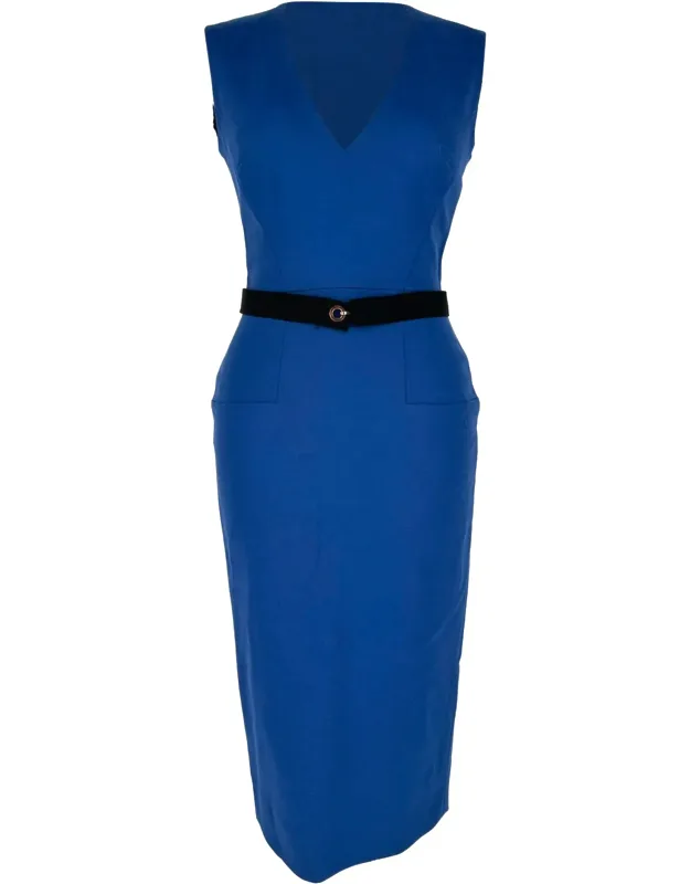 Sleeveless V-neck Fitted Dress