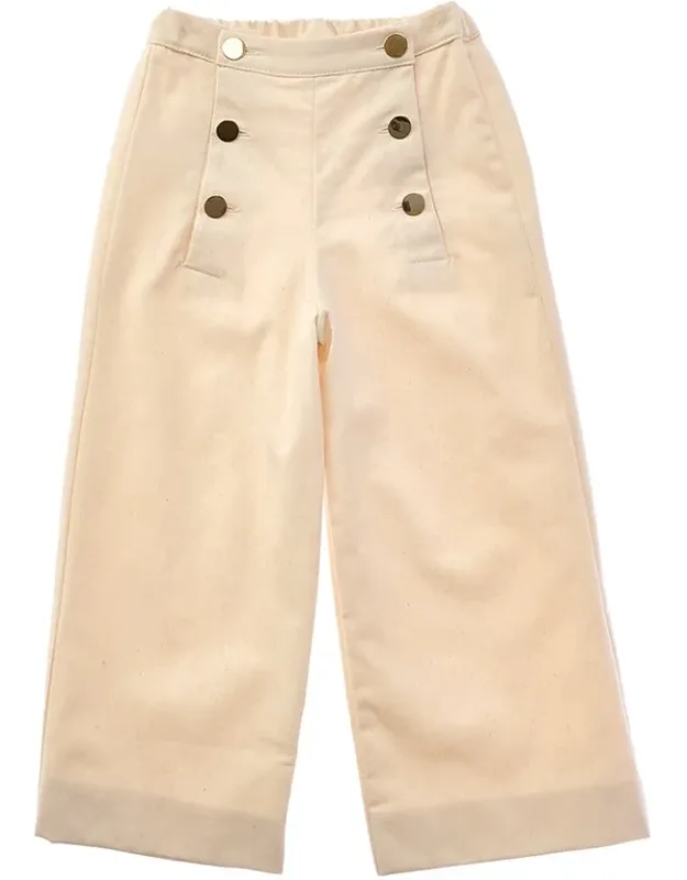 Wide Leg Front Button Trousers