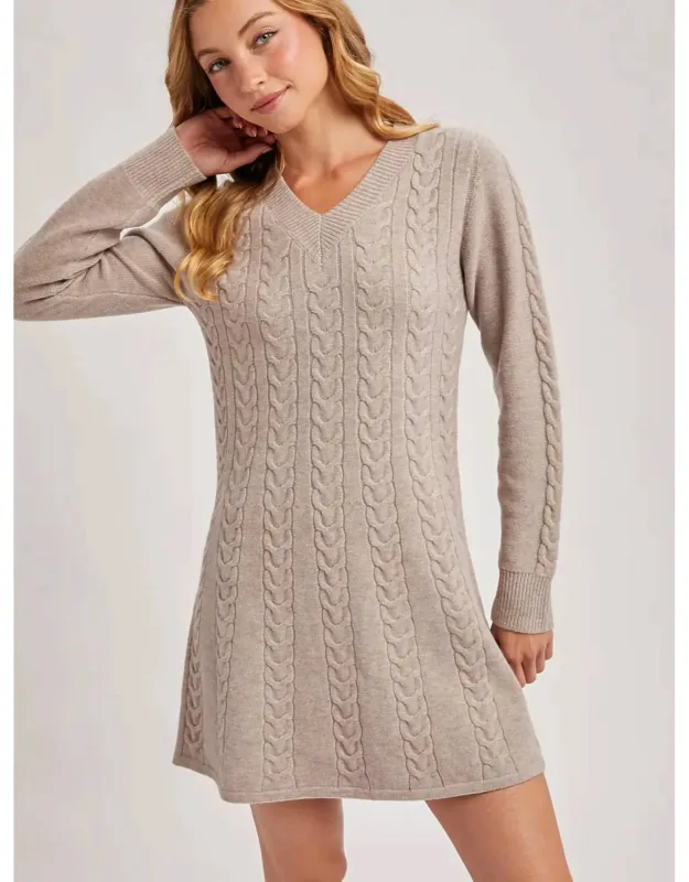 Knit V-neck Sweater Dress