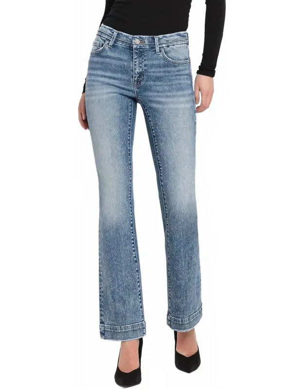 Mid Rise Seamless Waistband Bootcut Jeans