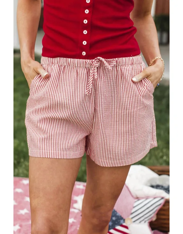 Striped Coastal Drawstring Shorts