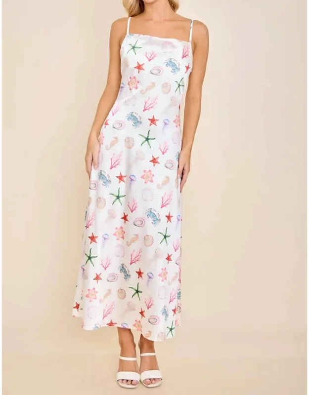 Seashell Coastal Slip Midi Dress