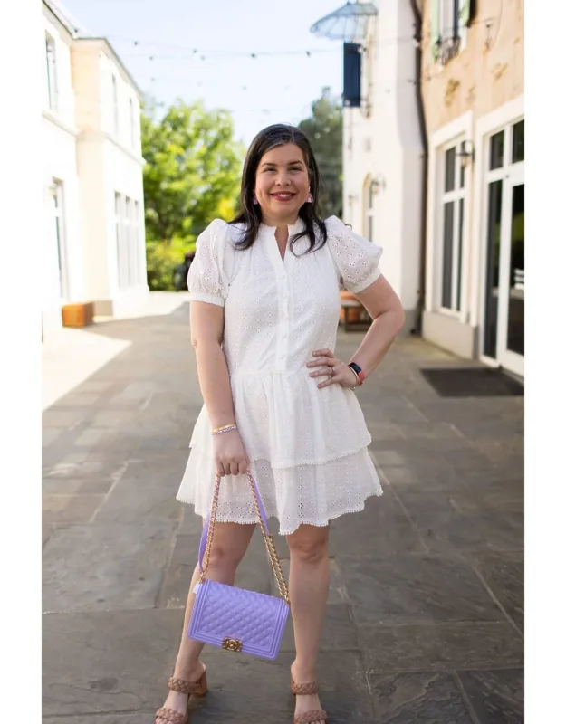 Eyelet Embroidery Mini Dress